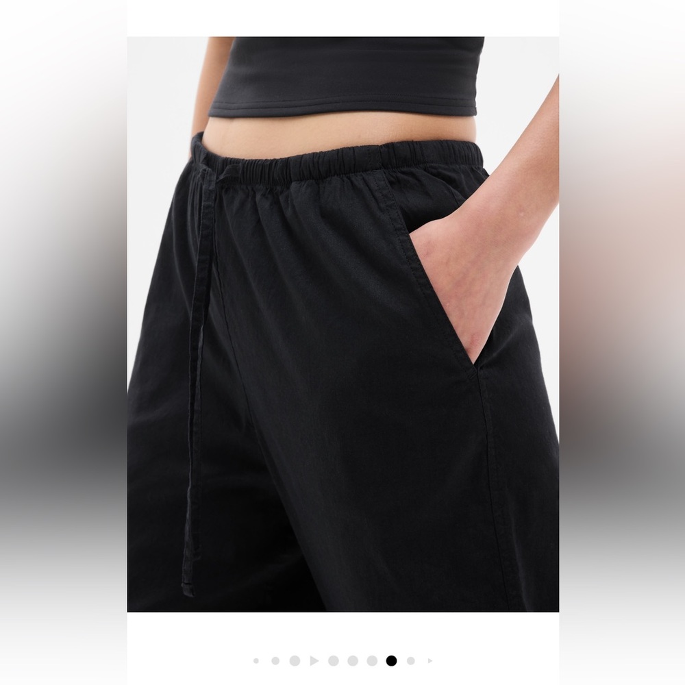 NWT Athleta Paradise Mid Rise Wide Leg Pant 🖤 black drawstring waist L petite - Picture 3 of 12